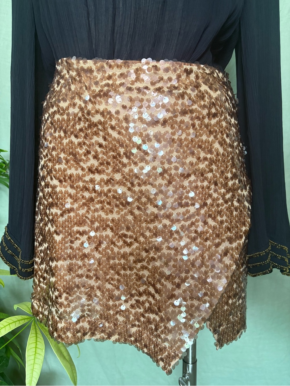 ASTR Copper Sequin Mini Skirt